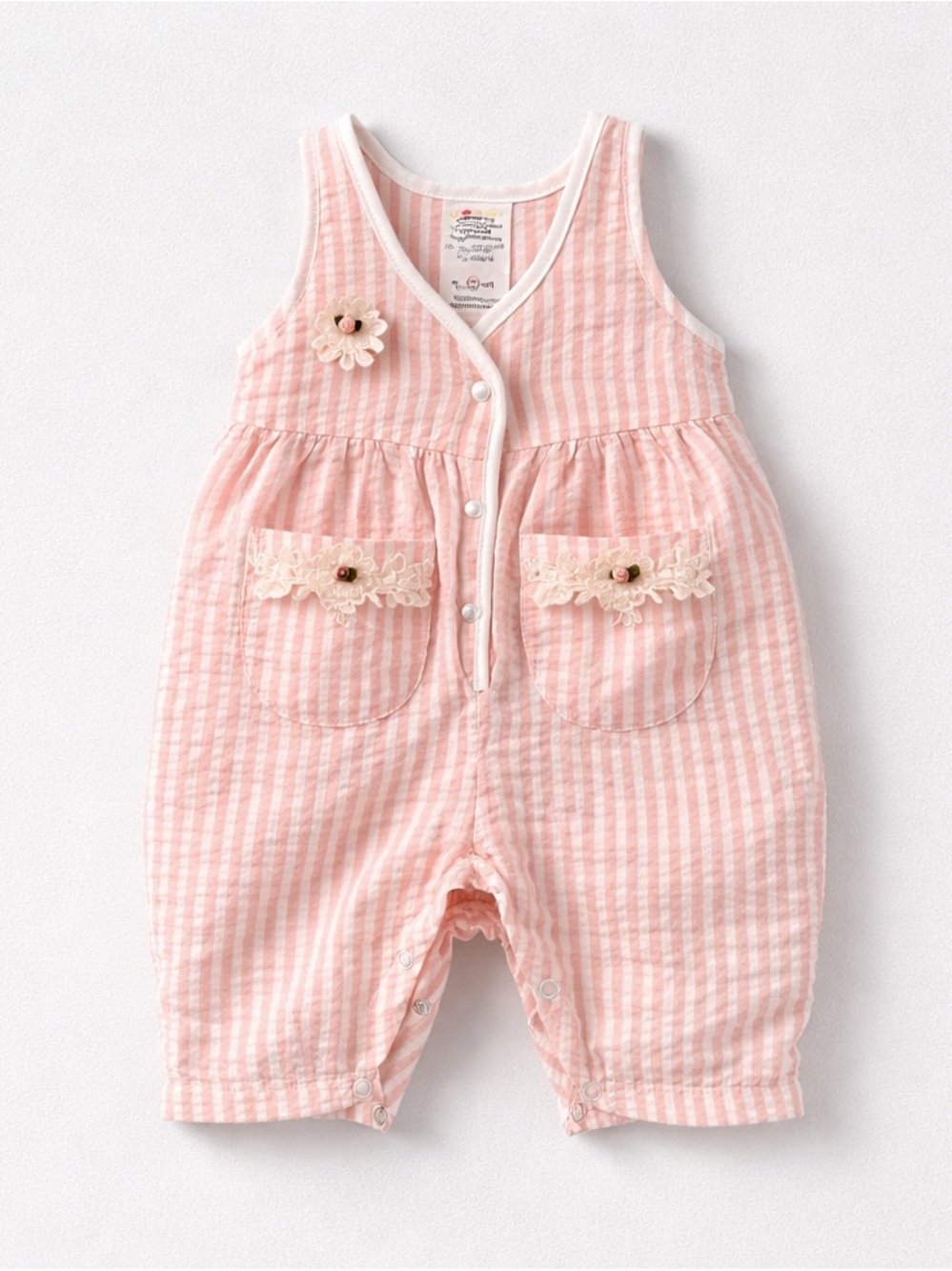 Vintage Pink and White Striped Baby One-Piece Bodysuit